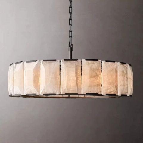 Huxley Calcite Round Chandelier 43" by Franing - Chandelier .SHOP ALL .Alabaster