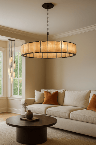 Huxley Calcite Round Chandelier 60" by Franing - Chandelier .SHOP ALL .Alabaster