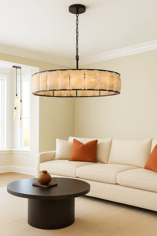 Huxley Calcite Round Chandelier 60" by Franing - Chandelier .SHOP ALL .Alabaster