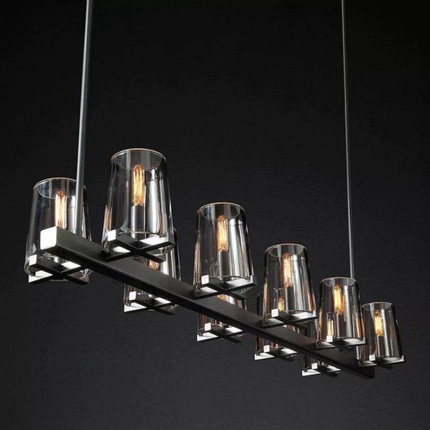 Kuseay Glass Linear Chandelier 49" by Franing - Chandelier,SHOP ALL,glass chandelier