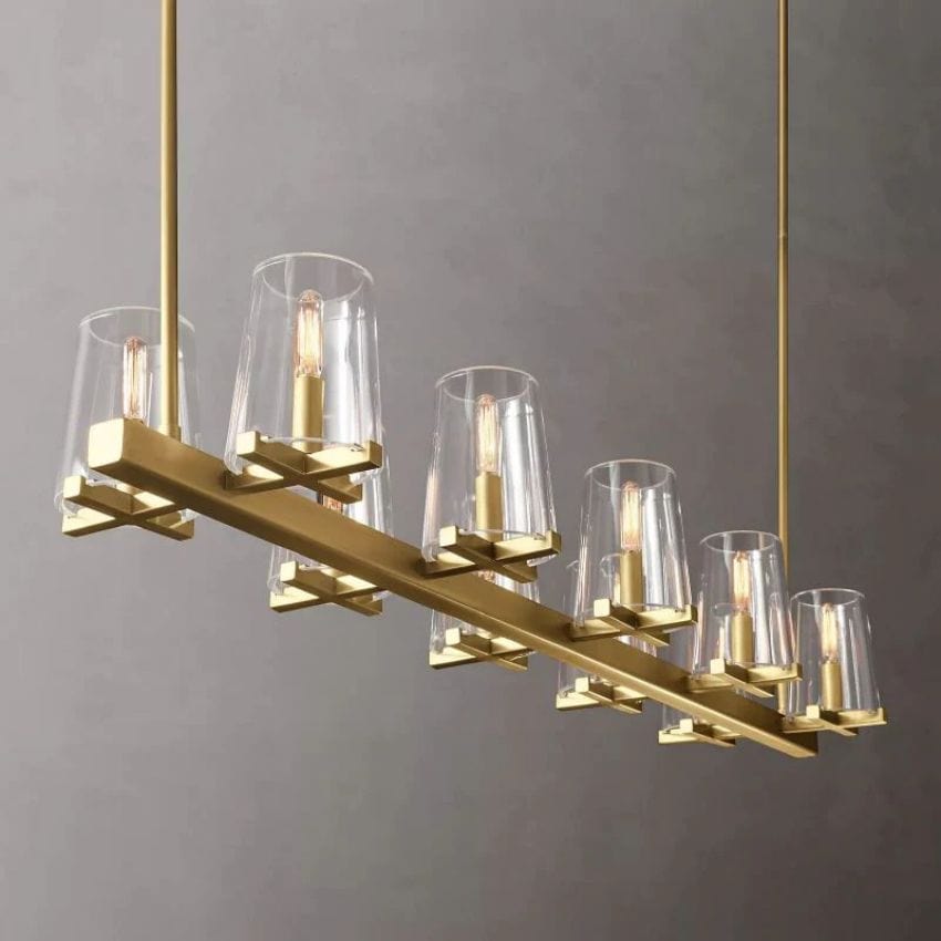 Kuseay Glass Linear Chandelier 49" by Franing - Chandelier,SHOP ALL,glass chandelier