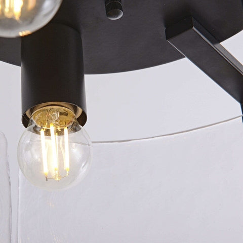 Laia Antique Black Round 3 - Light Textured Glass Panels Flush Mount by Franing - SHOP ALL,ceiling，glass chandelier