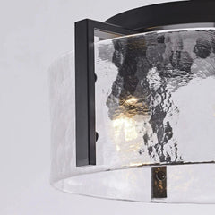 Laia Antique Black Round 3 - Light Textured Glass Panels Flush Mount by Franing - SHOP ALL,ceiling，glass chandelier