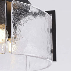 Laia Antique Black Round 3 - Light Textured Glass Panels Flush Mount by Franing - SHOP ALL,ceiling，glass chandelier