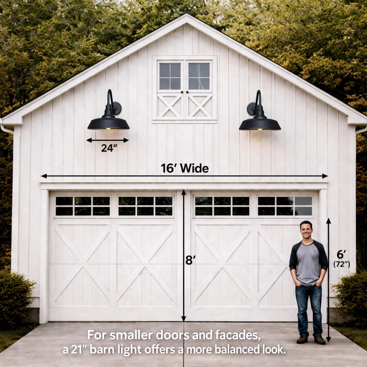 Large Gooseneck Barn Lights 2 - Pack | Dusk to Dawn Outdoor Wall Sconce (Matte Black) by Franing - SHOP ALL,WALL,BARN，Metal wall light