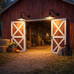 Large Gooseneck Barn Lights 2 - Pack | Dusk to Dawn Outdoor Wall Sconce (Matte Black) by Franing - SHOP ALL,WALL,BARN，Metal wall light