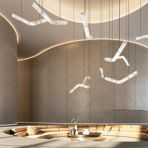 Luna's Simplicity - Modern Minimalist Alabaster Dining Room Pendant Light by Franing - Chandelier .SHOP ALL .Alabaster，Island counter/dining room
