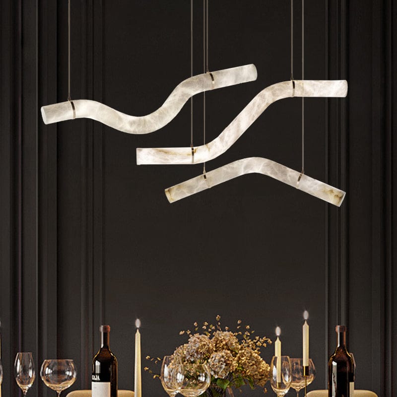 Luna's Simplicity - Modern Minimalist Alabaster Dining Room Pendant Light by Franing - Chandelier .SHOP ALL .Alabaster，Island counter/dining room
