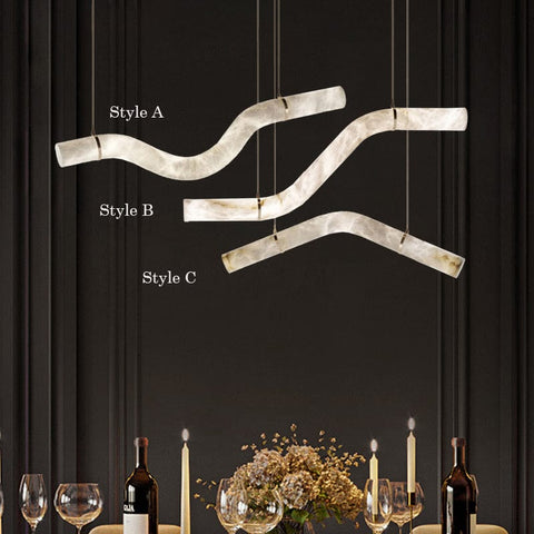 Luna's Simplicity - Modern Minimalist Alabaster Dining Room Pendant Light by Franing - Chandelier .SHOP ALL .Alabaster，Island counter/dining room