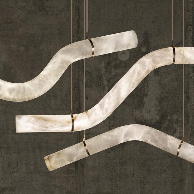 Luna's Simplicity - Modern Minimalist Alabaster Dining Room Pendant Light by Franing - Chandelier .SHOP ALL .Alabaster，Island counter/dining room