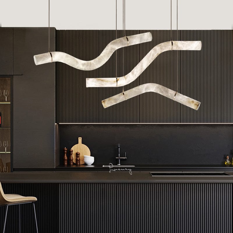 Luna's Simplicity - Modern Minimalist Alabaster Dining Room Pendant Light by Franing - Chandelier .SHOP ALL .Alabaster，Island counter/dining room