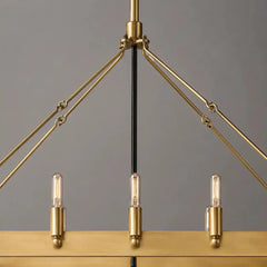 Luxury Burnished Brass Linear Chandelier, 41 - Inch (14 - Light) / 52 - Inch (22 - Light) Wide, Mid - Century Modern Pendant for Large Kitchen Island by Franing - Chandelier,SHOP ALL,metal chandelier,Farmhouse