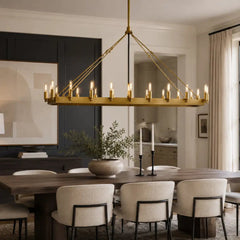Luxury Burnished Brass Linear Chandelier, 41 - Inch (14 - Light) / 52 - Inch (22 - Light) Wide, Mid - Century Modern Pendant for Large Kitchen Island by Franing - Chandelier,SHOP ALL,metal chandelier,Farmhouse