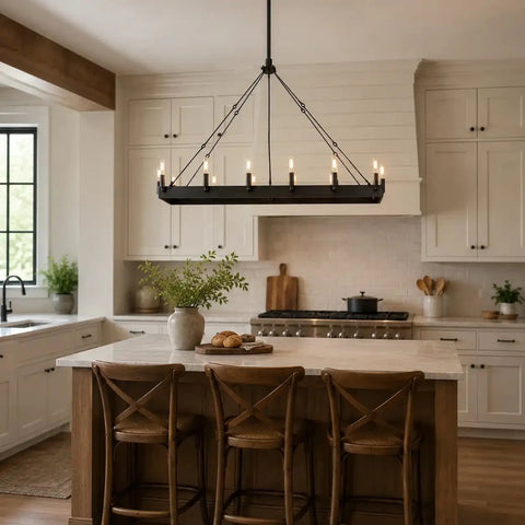 Luxury Burnished Brass Linear Chandelier, 41 - Inch (14 - Light) / 52 - Inch (22 - Light) Wide, Mid - Century Modern Pendant for Large Kitchen Island by Franing - Chandelier,SHOP ALL,metal chandelier,Farmhouse