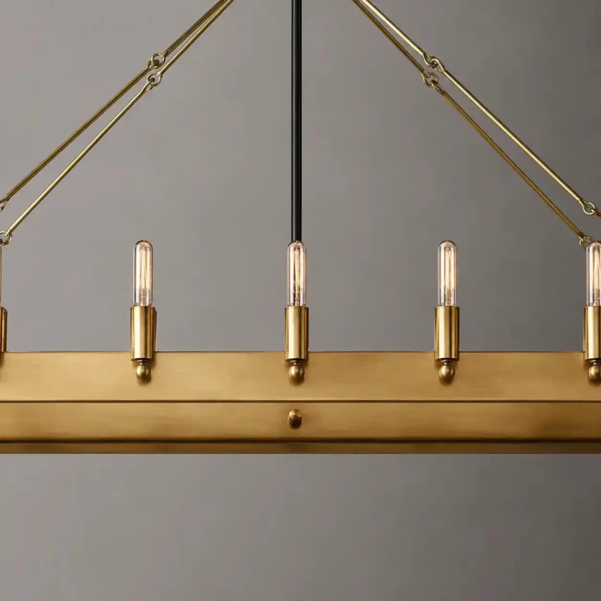 Luxury Burnished Brass Linear Chandelier, 41 - Inch (14 - Light) / 52 - Inch (22 - Light) Wide, Mid - Century Modern Pendant for Large Kitchen Island by Franing - Chandelier,SHOP ALL,metal chandelier,Farmhouse