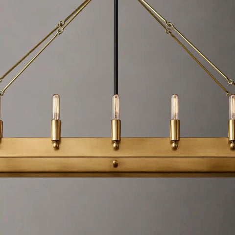 Luxury Burnished Brass Linear Chandelier, 41 - Inch (14 - Light) / 52 - Inch (22 - Light) Wide, Mid - Century Modern Pendant for Large Kitchen Island by Franing - Chandelier,SHOP ALL,metal chandelier,Farmhouse
