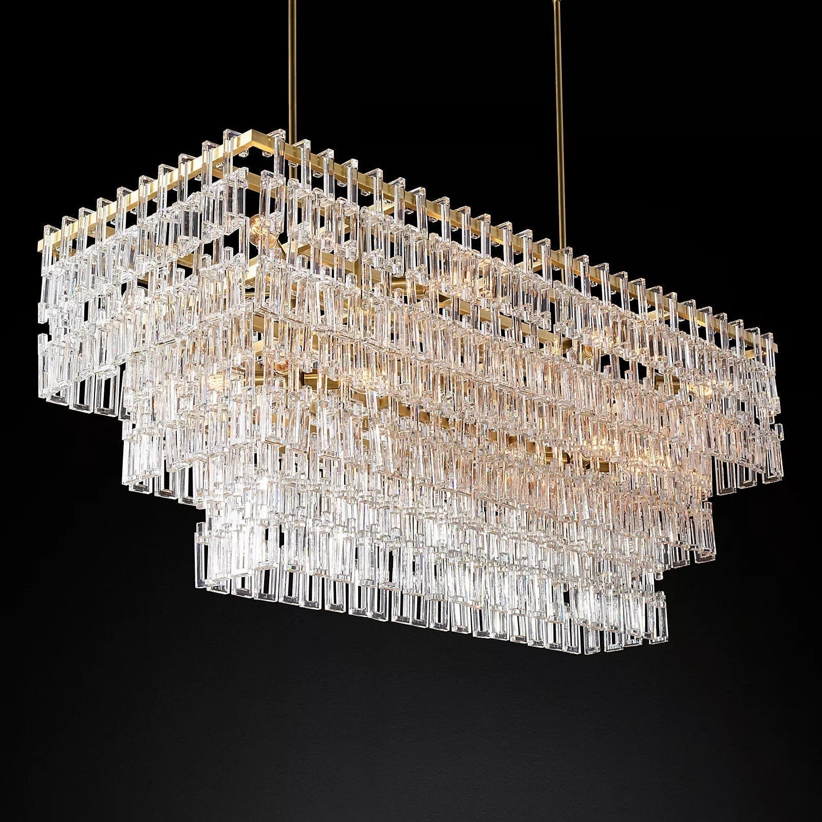 Mariogold Multi - Tier Crystal Chain Rectangle Chandelier 60" 72" by Franing - Chandelier,SHOP ALL,glass chandelier
