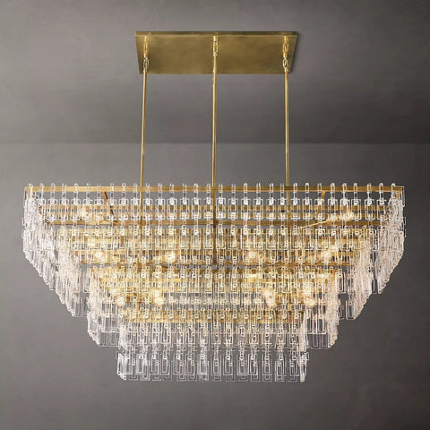 Mariogold Multi - Tier Crystal Chain Rectangle Chandelier 60" 72" by Franing - Chandelier,SHOP ALL,glass chandelier