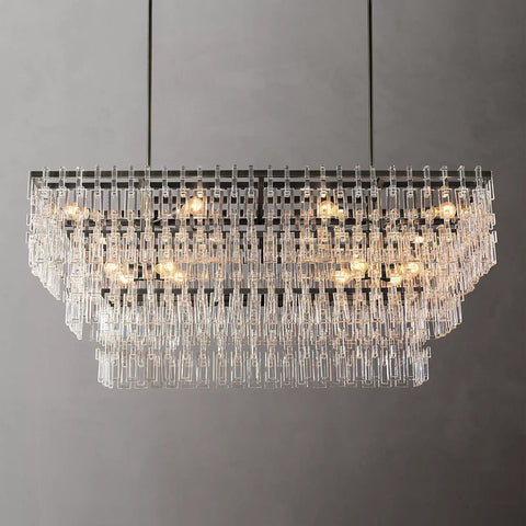 Mariogold Multi - Tier Crystal Chain Rectangle Chandelier 60" 72" by Franing - Chandelier,SHOP ALL,glass chandelier