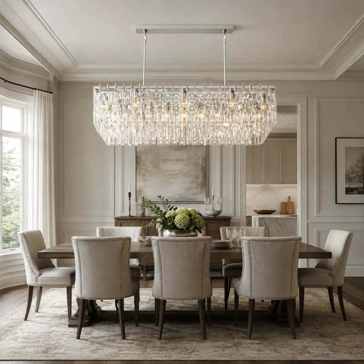 Mariogold Multi-Tier Crystal Chain Rectangular Chandelier 60" by Franing - Chandelier,SHOP ALL,glass chandelier