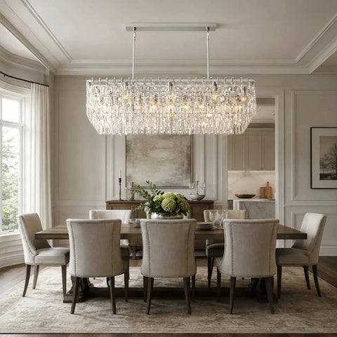 Mariogold Multi-Tier Crystal Chain Rectangular Chandelier 60" by Franing - Chandelier,SHOP ALL,glass chandelier