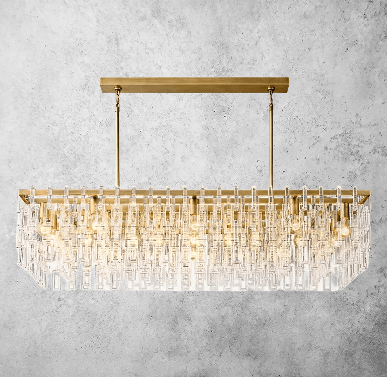 Mariogold Multi - Tier Crystal Chain Rectangular Chandelier 60" by Franing - Chandelier,SHOP ALL,glass chandelier