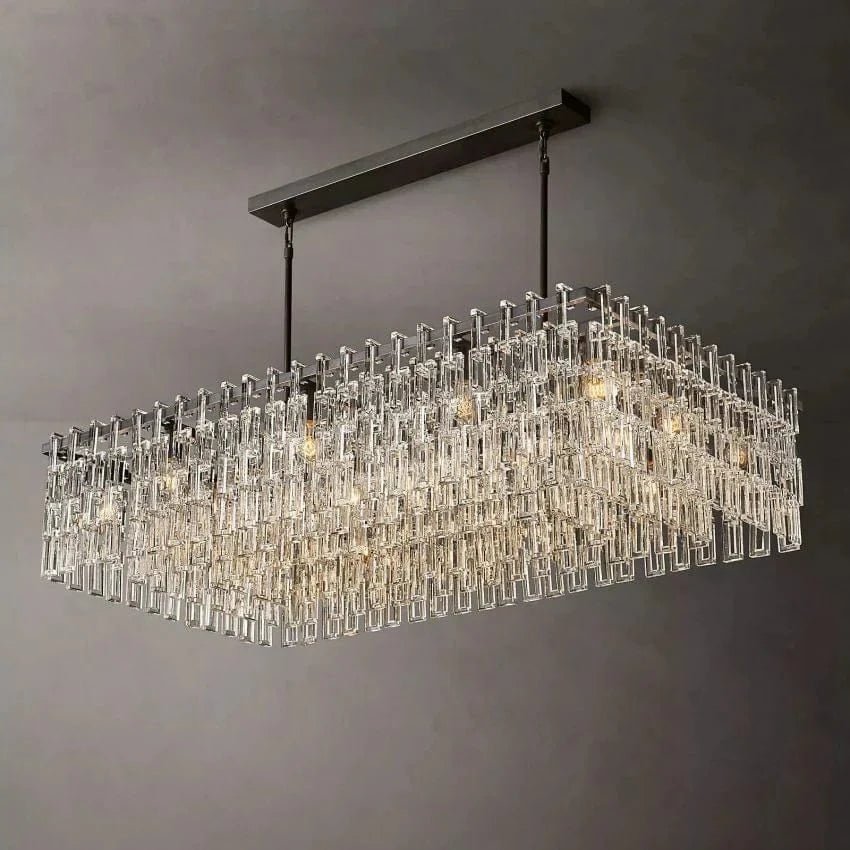 Mariogold Multi - Tier Crystal Chain Rectangular Chandelier 60" by Franing - Chandelier,SHOP ALL,glass chandelier