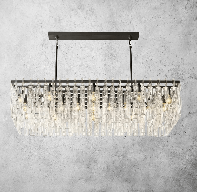 Mariogold Multi - Tier Crystal Chain Rectangular Chandelier 60" by Franing - Chandelier,SHOP ALL,glass chandelier