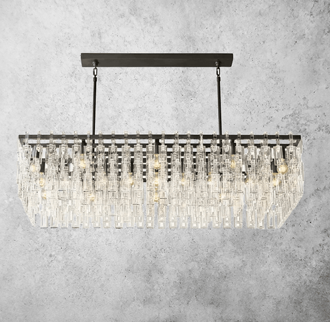 Mariogold Multi - Tier Crystal Chain Rectangular Chandelier 60" by Franing - Chandelier,SHOP ALL,glass chandelier