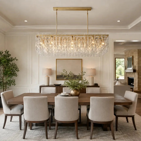 Mariogold Multi-Tier Crystal Chain Rectangular Chandelier 60" by Franing - Chandelier,SHOP ALL,glass chandelier