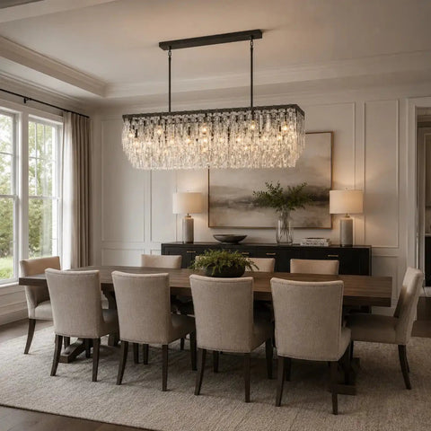 Mariogold Multi-Tier Crystal Chain Rectangular Chandelier 60" by Franing - Chandelier,SHOP ALL,glass chandelier