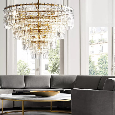 Mariogold Multi - Tier Crystal Chain Round Chandelier 36" 48" 60" by Franing - Chandelier,SHOP ALL,glass chandelier
