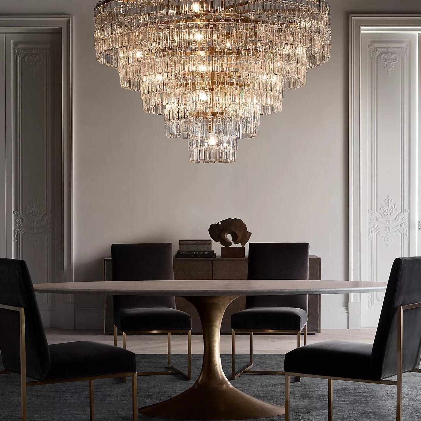 Mariogold Multi - Tier Crystal Chain Round Chandelier 36" 48" 60" by Franing - Chandelier,SHOP ALL,glass chandelier