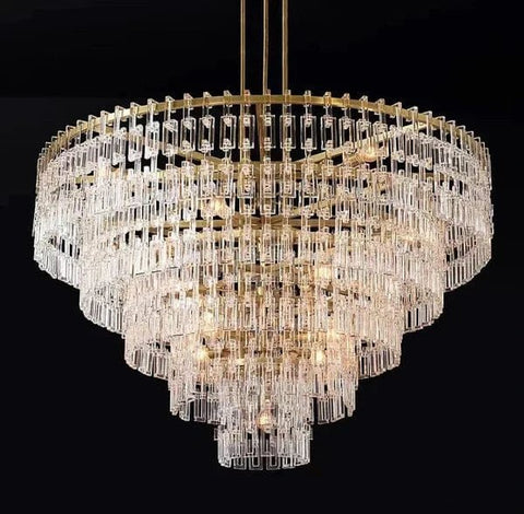 Mariogold Multi - Tier Crystal Chain Round Chandelier 36" 48" 60" by Franing - Chandelier,SHOP ALL,glass chandelier
