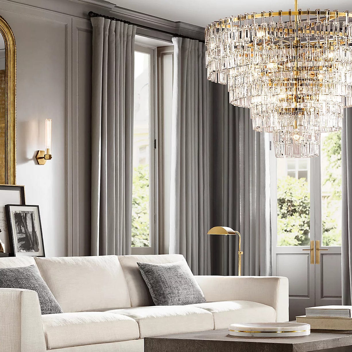 Mariogold Multi - Tier Crystal Chain Round Chandelier 36" 48" 60" by Franing - Chandelier,SHOP ALL,glass chandelier