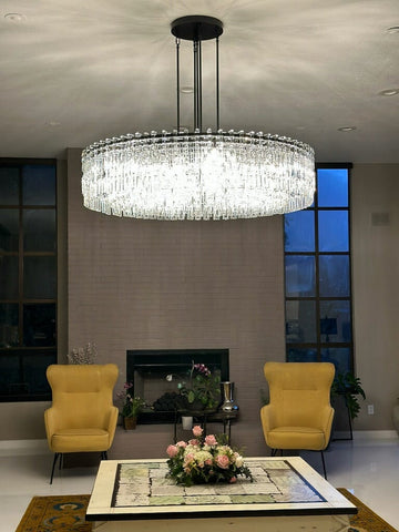 Mariogold Multi - Tier Crystal Chain Round Chandelier 60" by Franing - Chandelier,SHOP ALL,glass chandelier