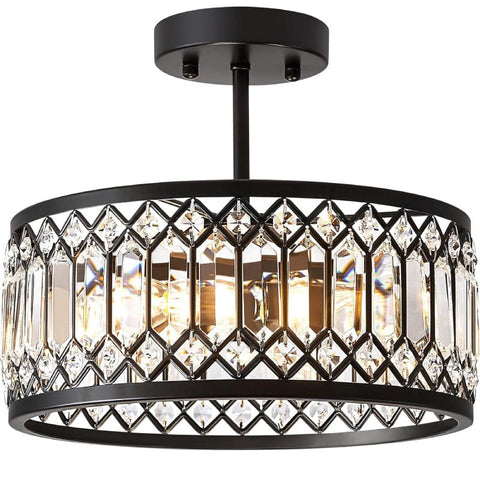 Modern black crystal glass metal chandelier | Entryway ceiling light by Franing - SHOP ALL，crystal chandelier，ceiling