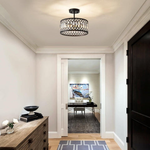 Modern black crystal glass metal chandelier | Entryway ceiling light by Franing - SHOP ALL，crystal chandelier，ceiling