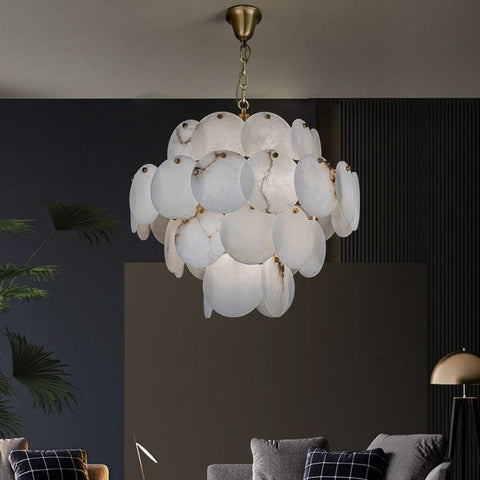 Modern Round Alabaster Pendant Light, Luxurious Round Chandelier by Franing - Chandelier .SHOP ALL .Alabaster