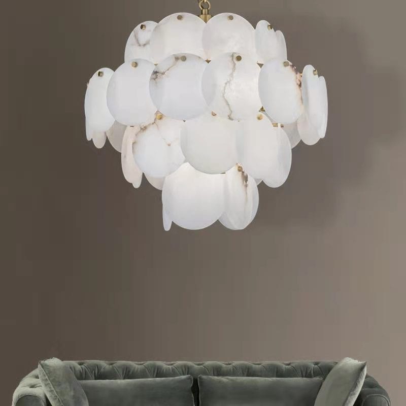 Modern Round Alabaster Pendant Light, Luxurious Round Chandelier by Franing - Chandelier .SHOP ALL .Alabaster