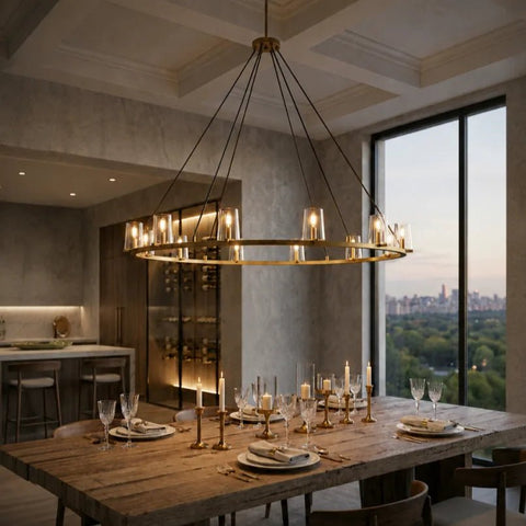 Modern Round Chandelier for High Ceiling, Kuseau 60″ Large Glass Pendant Light for Living Room by Franing - Chandelier,SHOP ALL,glass chandelier