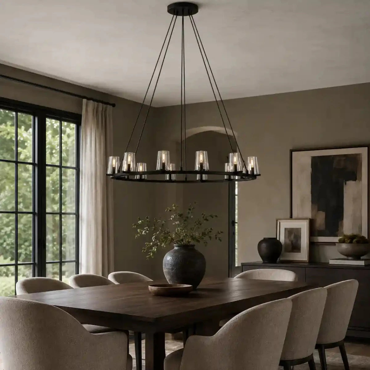 Modern Round Chandelier - Kuseau 48″ Glass Pendant Light for High Ceiling & Dining Room by Franing - Chandelier,SHOP ALL,glass chandelier