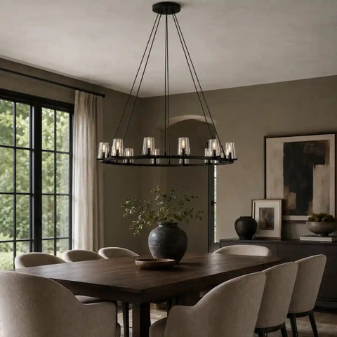 Modern Round Chandelier - Kuseau 48″ Glass Pendant Light for High Ceiling & Dining Room by Franing - Chandelier,SHOP ALL,glass chandelier