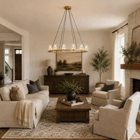 Modern Round Chandelier - Kuseau 48″ Glass Pendant Light for High Ceiling & Dining Room by Franing - Chandelier,SHOP ALL,glass chandelier
