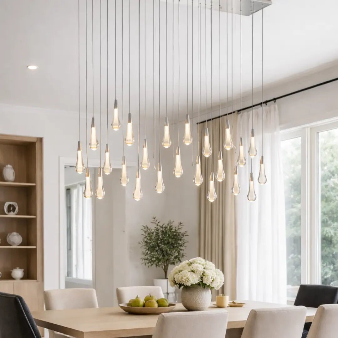 Modern Soltaire Linear Chandelier - 37" to 120" Large Pendant Light for Dining Table & Kitchen Island (Customizable) by Franing - SHOP ALL,crystal chandelier,Ceiling,Island counter/dining room