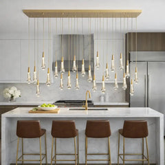 Modern Soltaire Linear Chandelier - 37" to 120" Large Pendant Light for Dining Table & Kitchen Island (Customizable) by Franing - SHOP ALL,crystal chandelier,Ceiling,Island counter/dining room