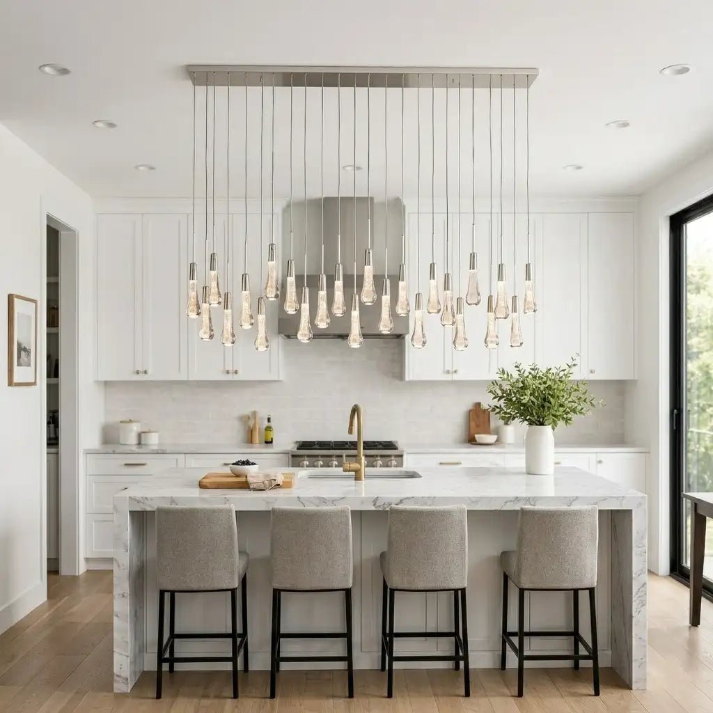 Modern Soltaire Linear Chandelier - 37" to 120" Large Pendant Light for Dining Table & Kitchen Island (Customizable) by Franing - SHOP ALL,crystal chandelier,Ceiling,Island counter/dining room