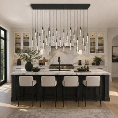 Modern Soltaire Linear Chandelier - 37" to 120" Large Pendant Light for Dining Table & Kitchen Island (Customizable) by Franing - SHOP ALL,crystal chandelier,Ceiling,Island counter/dining room