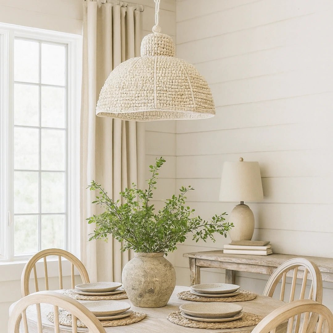 Modern White Beaded Pendant Light by Franing - SHOP ALL,Bohemian，Chandelier