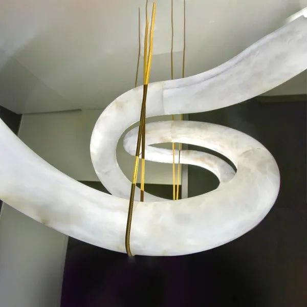 Oslo Infinity Symmetrical Entryway Alabaster Pendant Light by Franing - Chandelier .SHOP ALL .Alabaster
